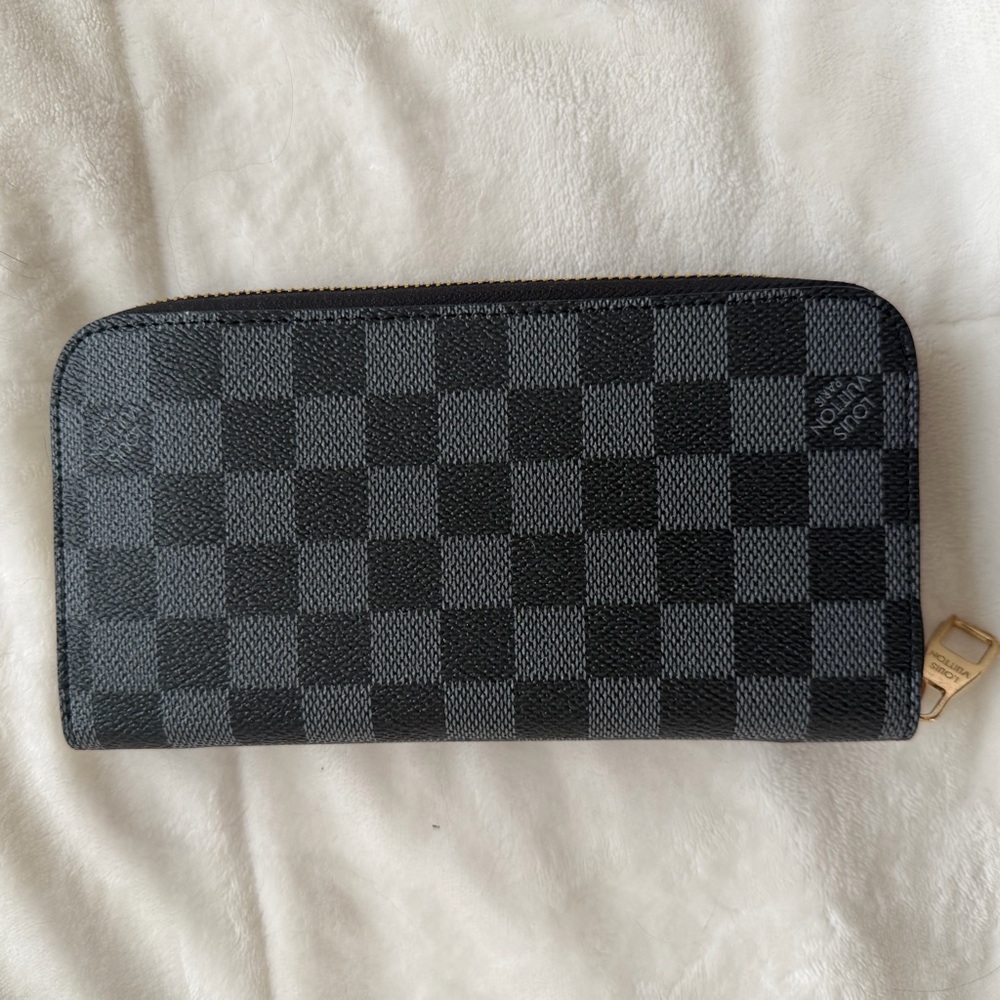 Louis Vuitton Black and Gray Checkered Wallet